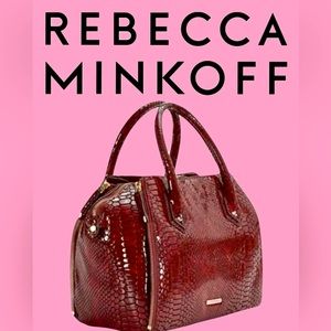 Rebecca Minkoff Perry Breath taking Bordeaux 'Snakeskin' Patent Leather Bag EUC